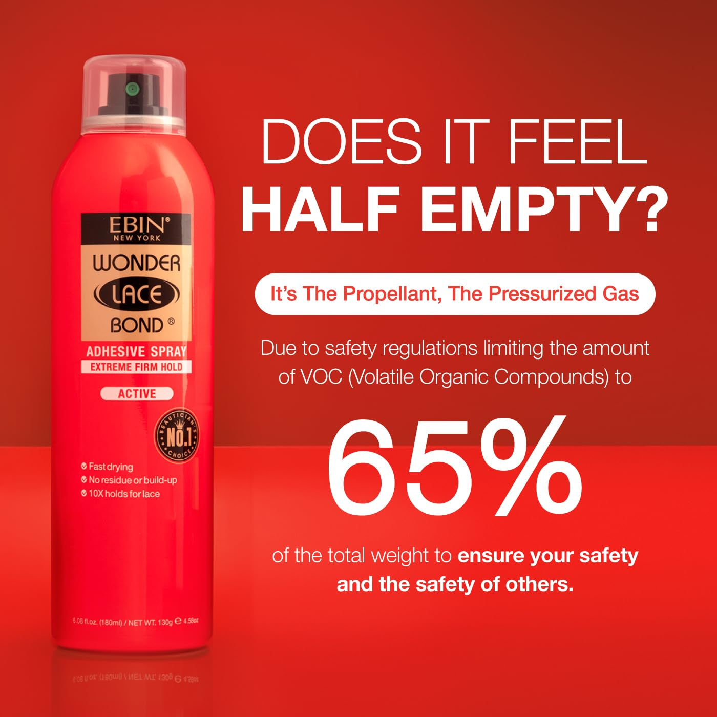 Wonder Lace Bond Adhesive Spray - Extreme Firm Hold 2.7Oz/ 80Ml| Active Use, Fast Drying, No Residue, No Build-Up, All-Day Powerful Hold, Easy Daily Wig Install