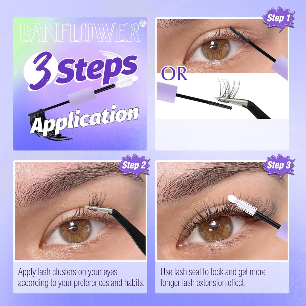 Lash Bond and Seal Waterproof Cluster Glue - 2 in 1 for Eyelash Clusters, Long Lasting DIY Extension