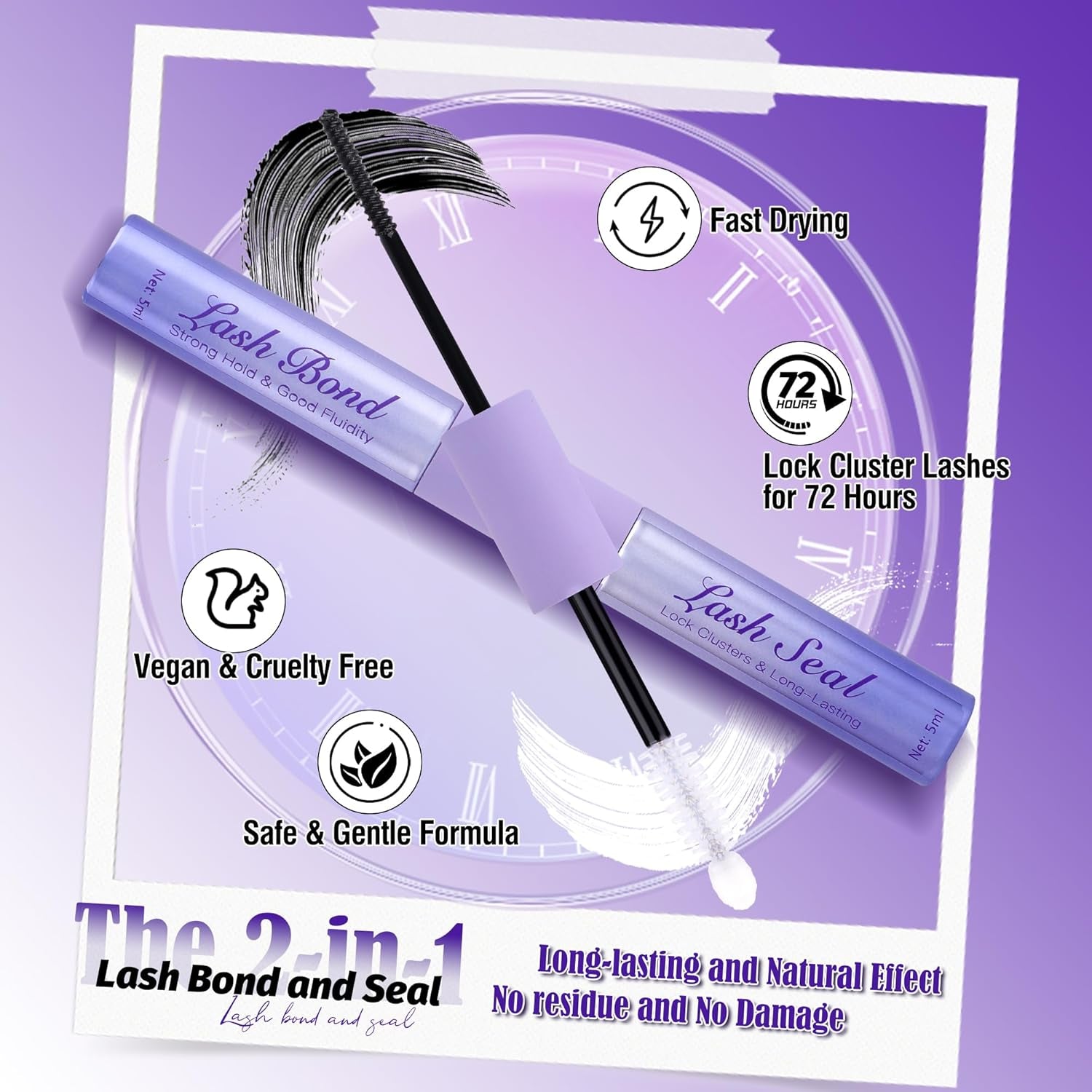 Lash Bond and Seal Waterproof Cluster Glue - 2 in 1 for Eyelash Clusters, Long Lasting DIY Extension