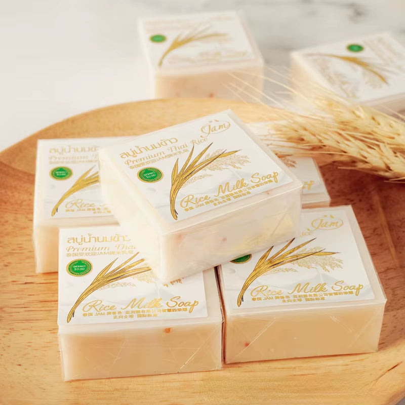 12PCS JAM Rice Soap 65G*12 PCS Original Thailand Handmade Rice Milk Soap Original K BROTHERS Rice Milk Soap