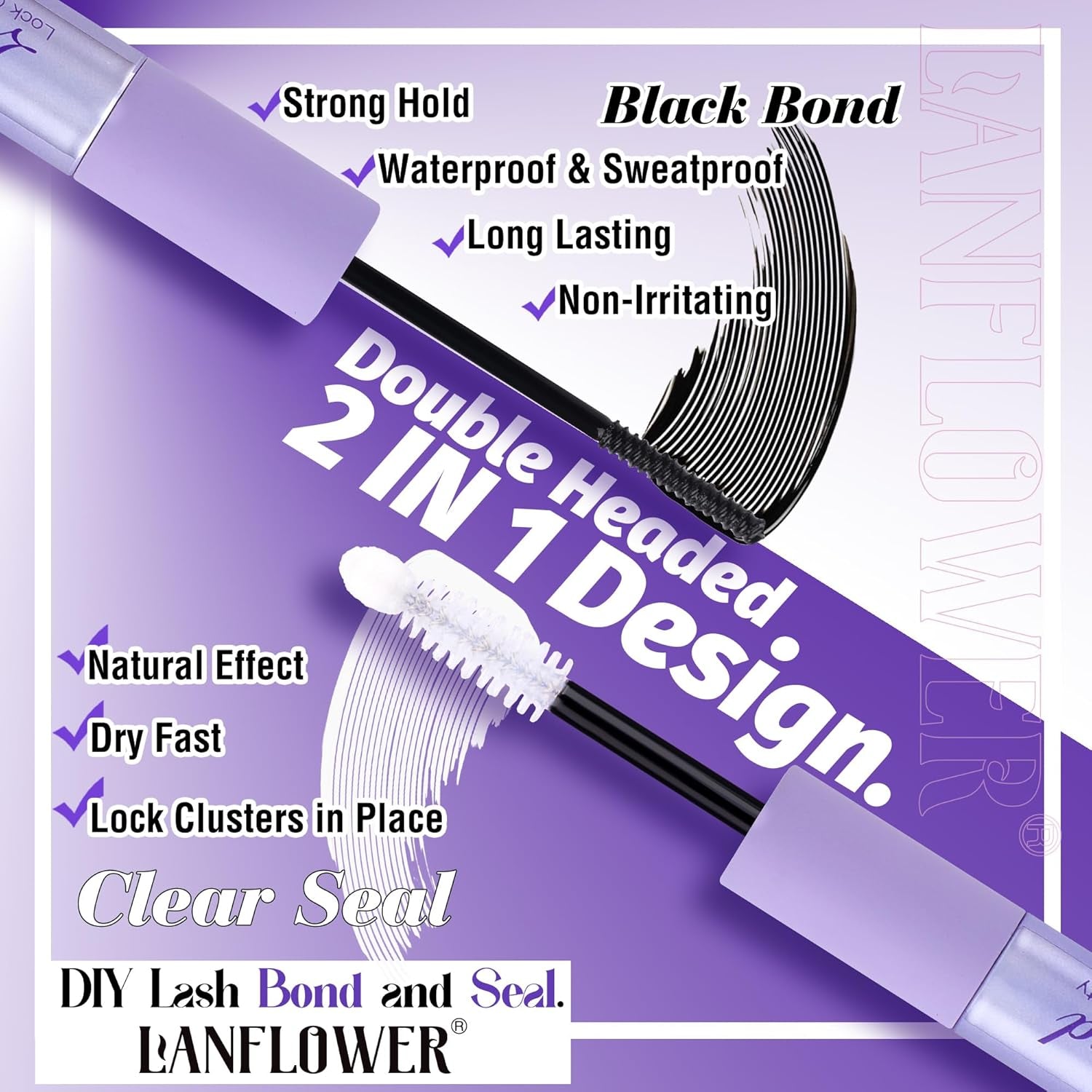 Lash Bond and Seal Waterproof Cluster Glue - 2 in 1 for Eyelash Clusters, Long Lasting DIY Extension