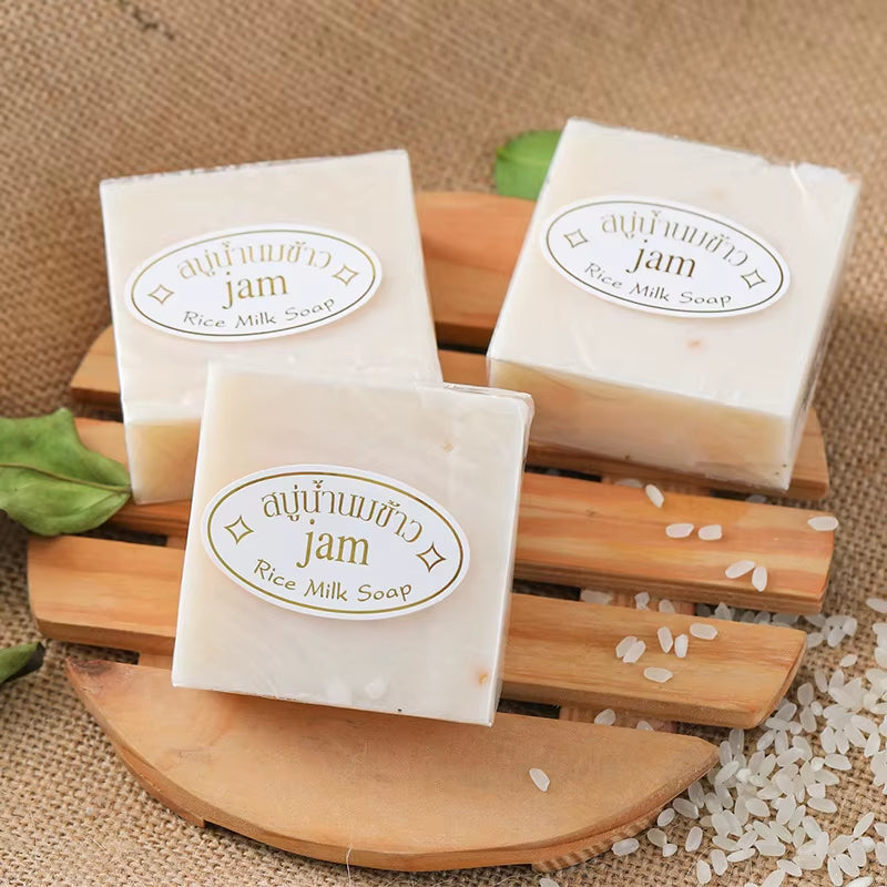 12PCS JAM Rice Soap 65G*12 PCS Original Thailand Handmade Rice Milk Soap Original K BROTHERS Rice Milk Soap