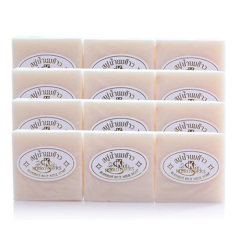 12PCS JAM Rice Soap 65G*12 PCS Original Thailand Handmade Rice Milk Soap Original K BROTHERS Rice Milk Soap