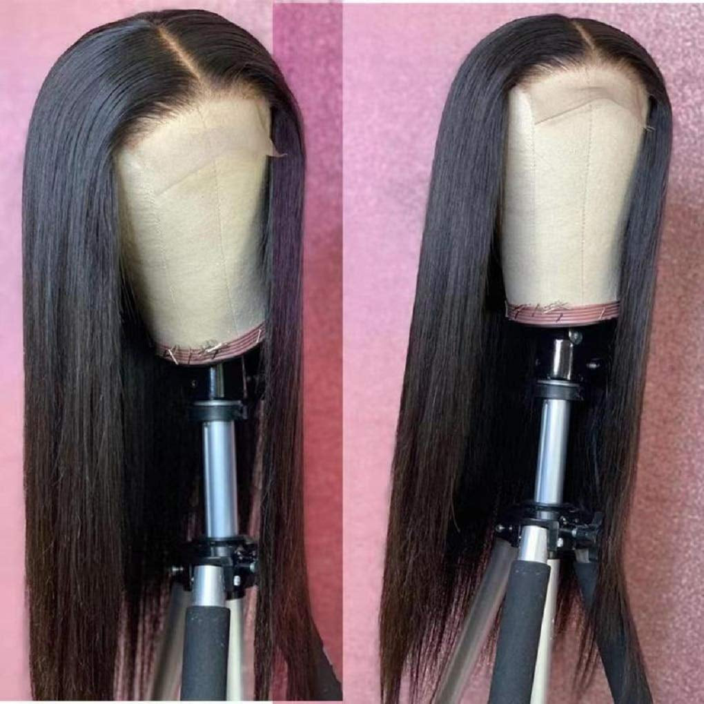 4X4 Straight Lace Closure Wigs Human Hair HD Lace Front Wigs Human Hair Pre Plucked with Baby Hair 180% Density 20Inch