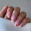 Valentine'S Day French Tip Press-On Nails - Medium Almond Shape with Cute Heart Designs - Glossy Acrylic Finish - 24Pcs Stick-On Nails for Women