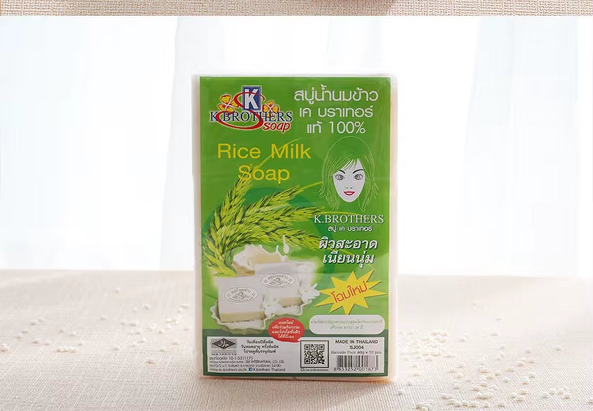 12PCS JAM Rice Soap 65G*12 PCS Original Thailand Handmade Rice Milk Soap Original K BROTHERS Rice Milk Soap