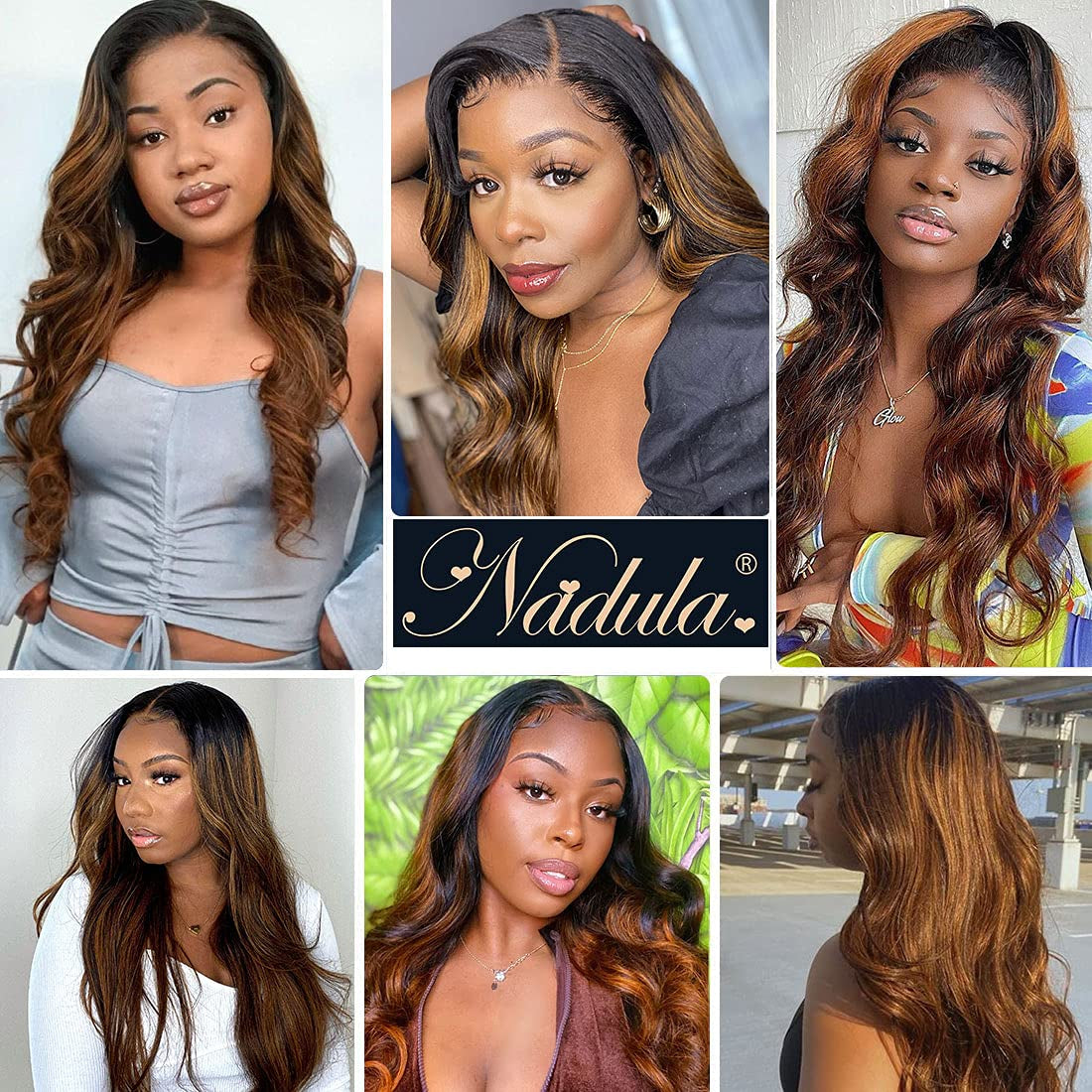 Hair 12A Brown Balayage Ombre Body Wave Human Hair Weave 3 Bundles, Brazilian Highlight Remy Hair Chocolate Brown Human Hair Extension FB30 Ombre Color (16 18 20Inch)