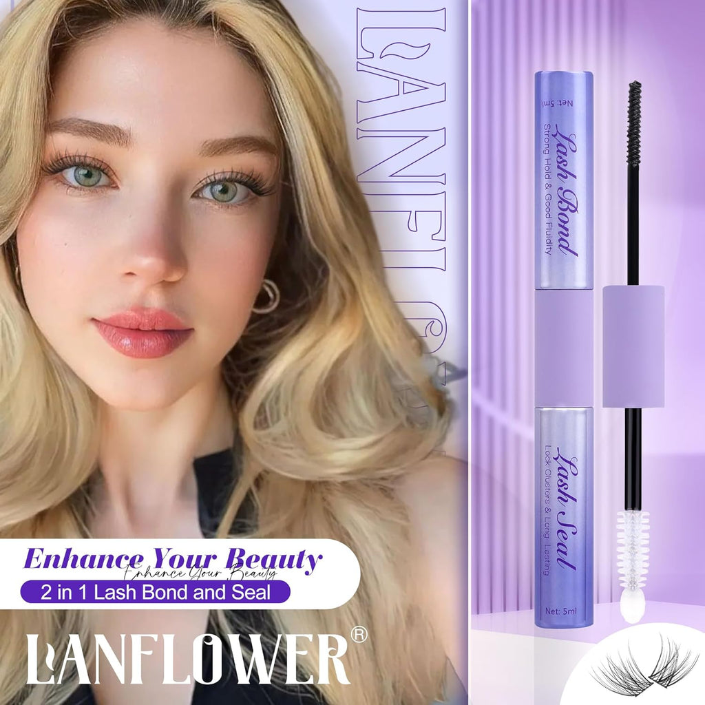 Lash Bond and Seal Waterproof Cluster Glue - 2 in 1 for Eyelash Clusters, Long Lasting DIY Extension