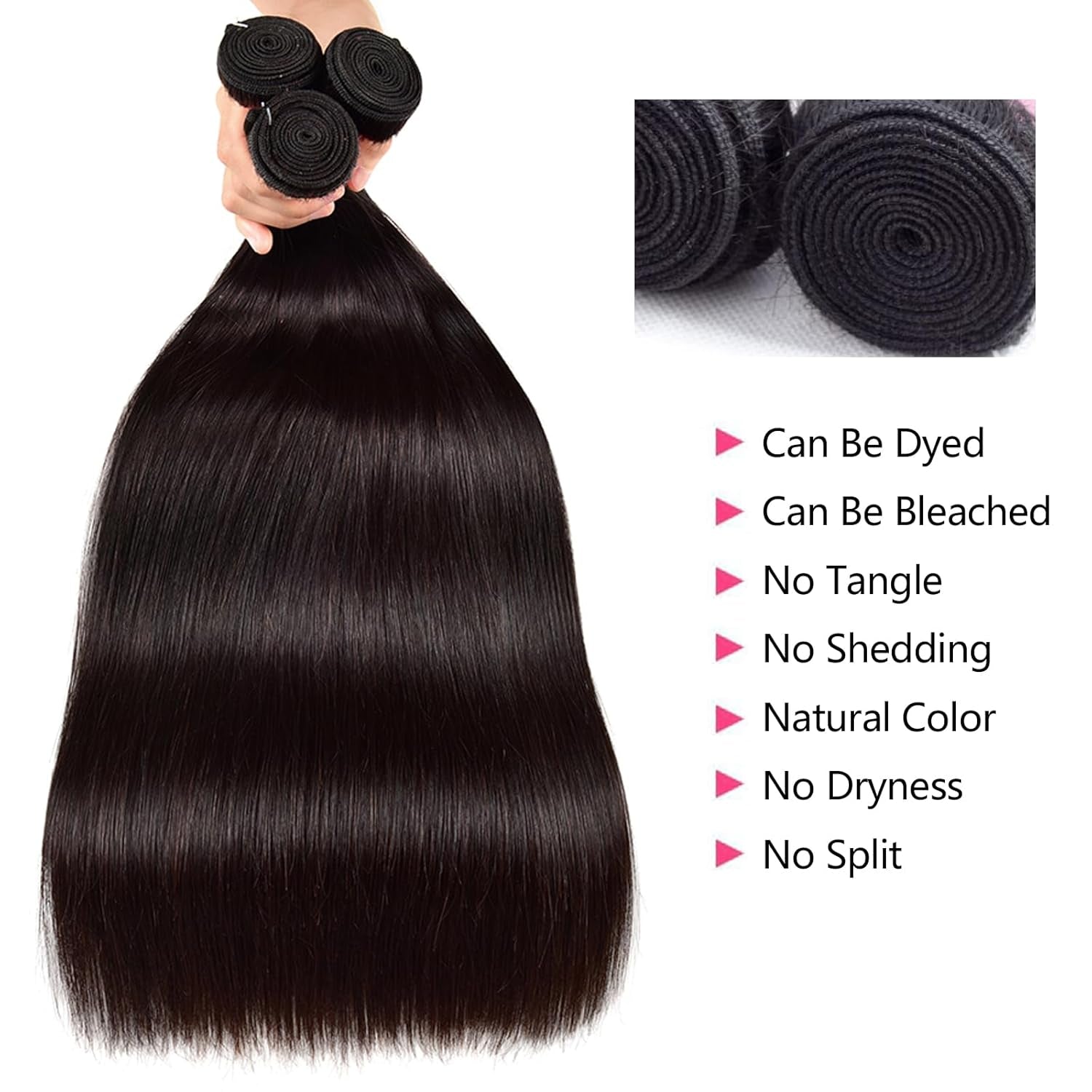 10A Straight Bundles with Closure Human Hair 20 22 24 with 18 Inch Brazilian Human Hair Bundles with Closure 100% Unprocessed Virgin Remy Straight Hair Weave 3 Bundles with 4X4 Lace Closure Free Part