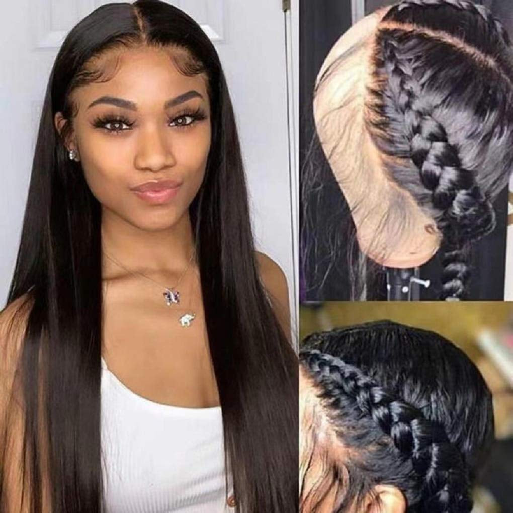 4X4 Straight Lace Closure Wigs Human Hair HD Lace Front Wigs Human Hair Pre Plucked with Baby Hair 180% Density 20Inch