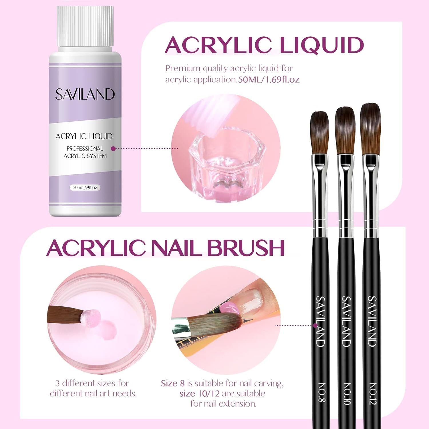 Acrylic Nail Kit with Drill: 15G Clear White Pink Acrylic Powder and Liquid Set Beginner Nail Kit with 100 Forms Brushes Primer Top Gel & Manicure Tools Kit for Extension 3D Carving Home DIY