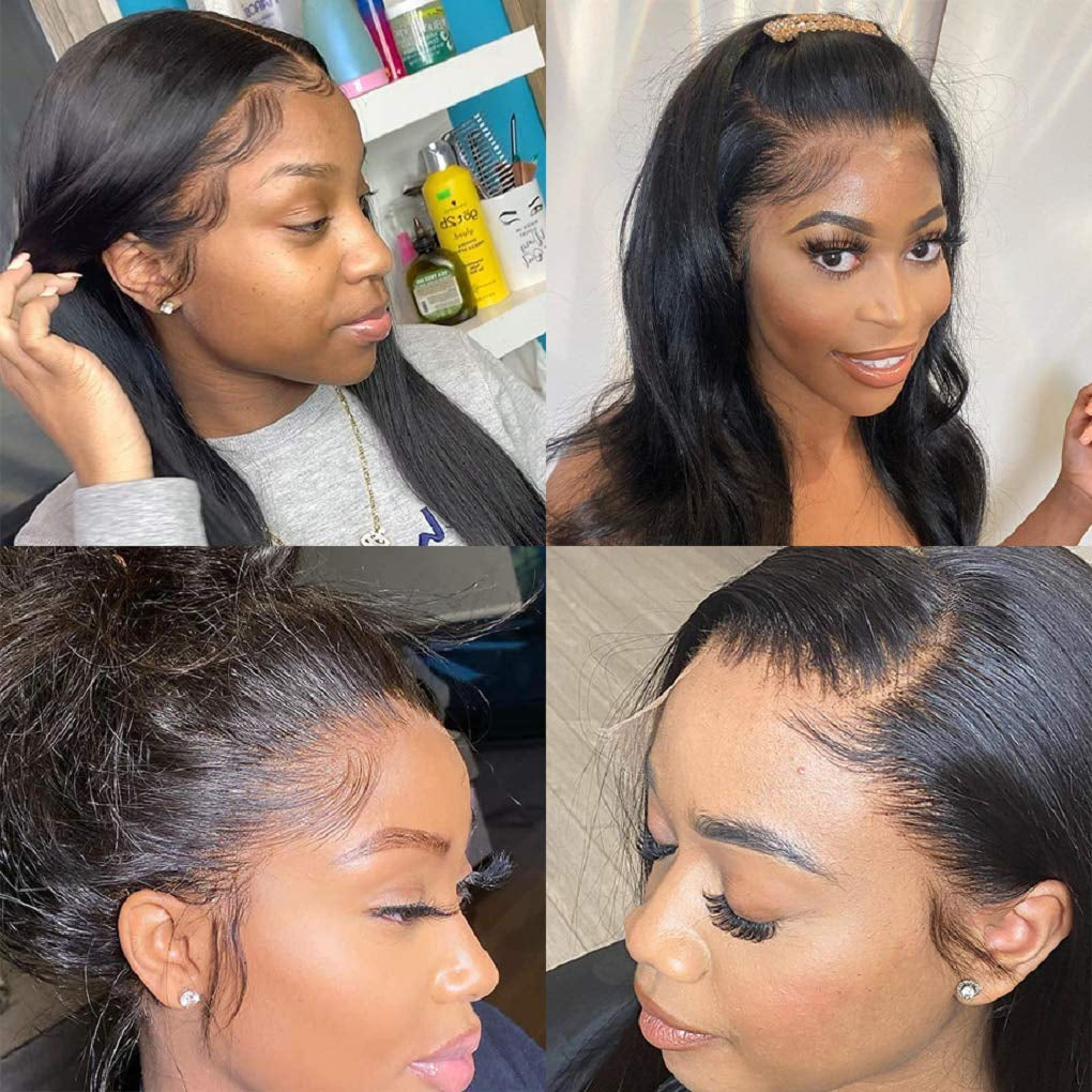 4X4 Straight Lace Closure Wigs Human Hair HD Lace Front Wigs Human Hair Pre Plucked with Baby Hair 180% Density 20Inch